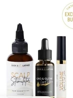 Bask & lather ultimate growth starter set scalp stimulator growth oil+ Gro